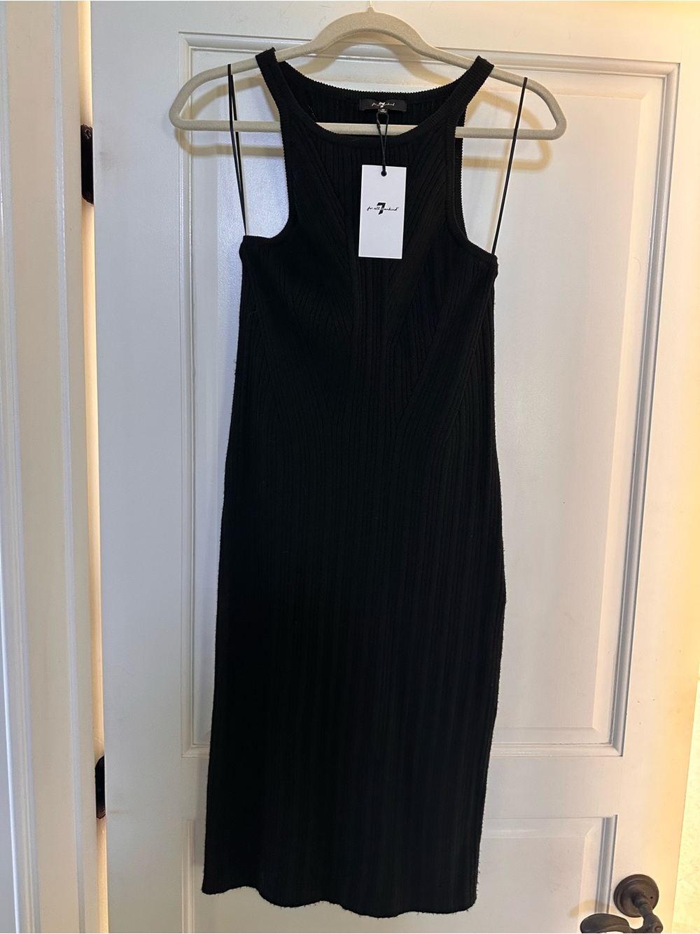 7 For All Mankind Versatile Black Ribbed Midi Dress Size Medium